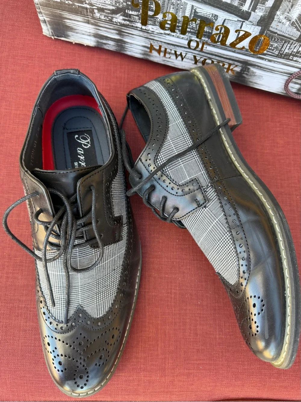 Titan Black and Gray Wingtip Brogue Oxfords